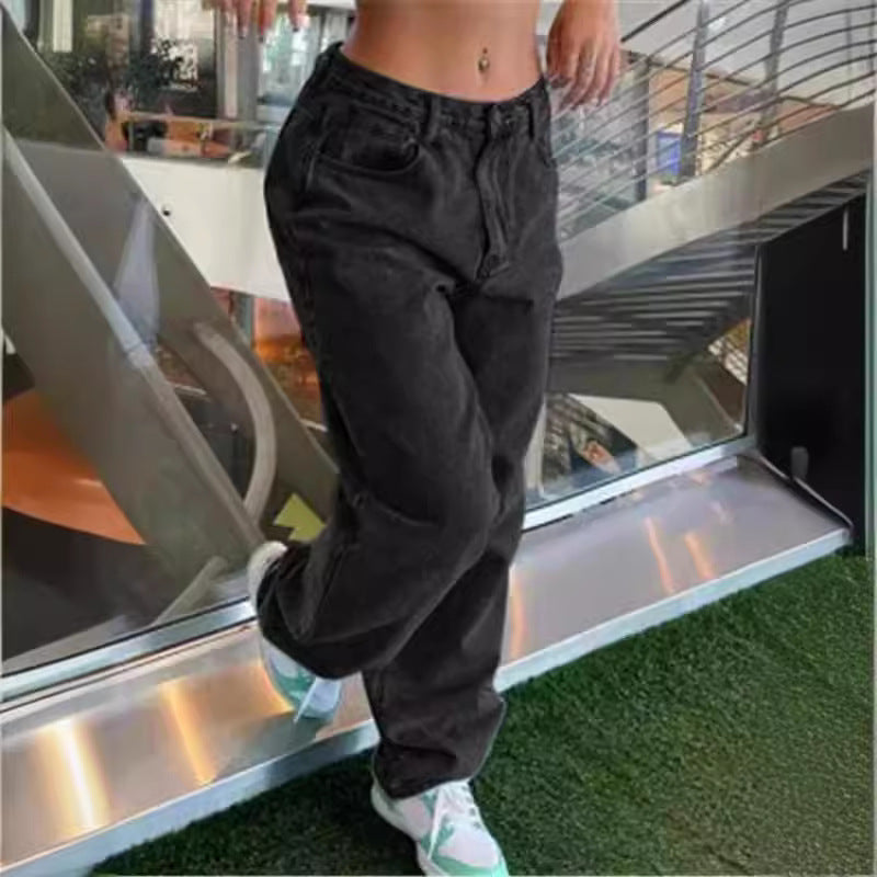 Casual Retro Loose Denim Trousers Women